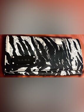L.A.M.B. Gwen Stefani Black and White Printed Continental Wallet Y2K